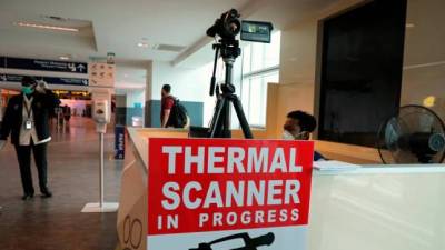 Thermal scanners set up to screen departing passengers at KLIA main terminal